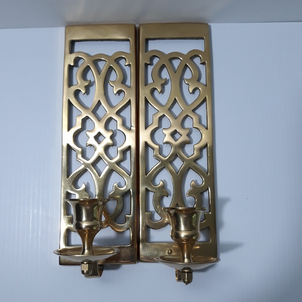 Vintage Ornate Solid Brass Candlestick Holders/2 - Picture 4 of 4